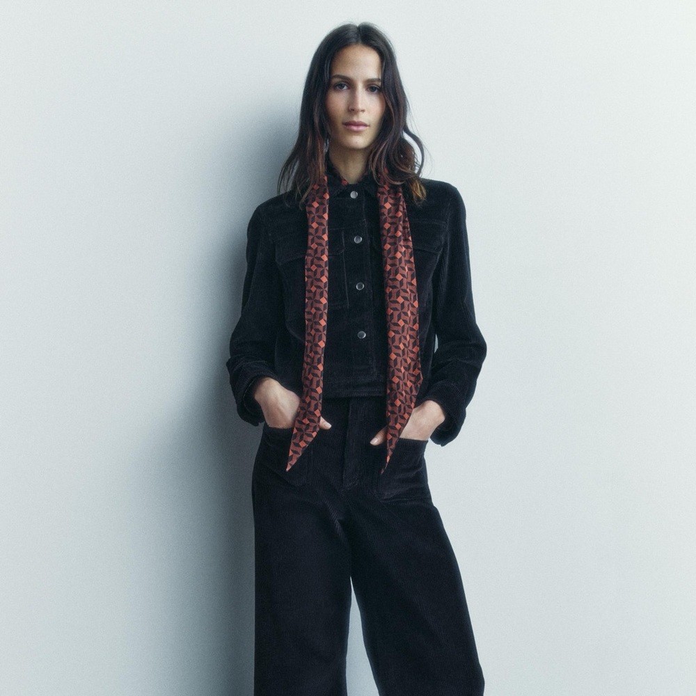 NEW Zara Black Corduroy Jacket Small